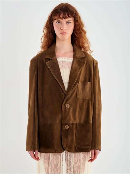 Giacca Over in Pelle VICOLO | TD0099TAUPE